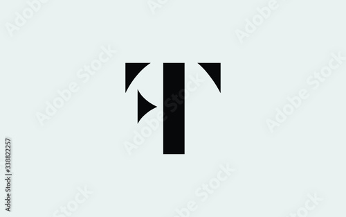 FT or TF and F or T Uppercase Letter Initial Logo Design, Vector Template