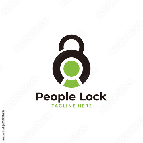 people lock logo icon vector isolated