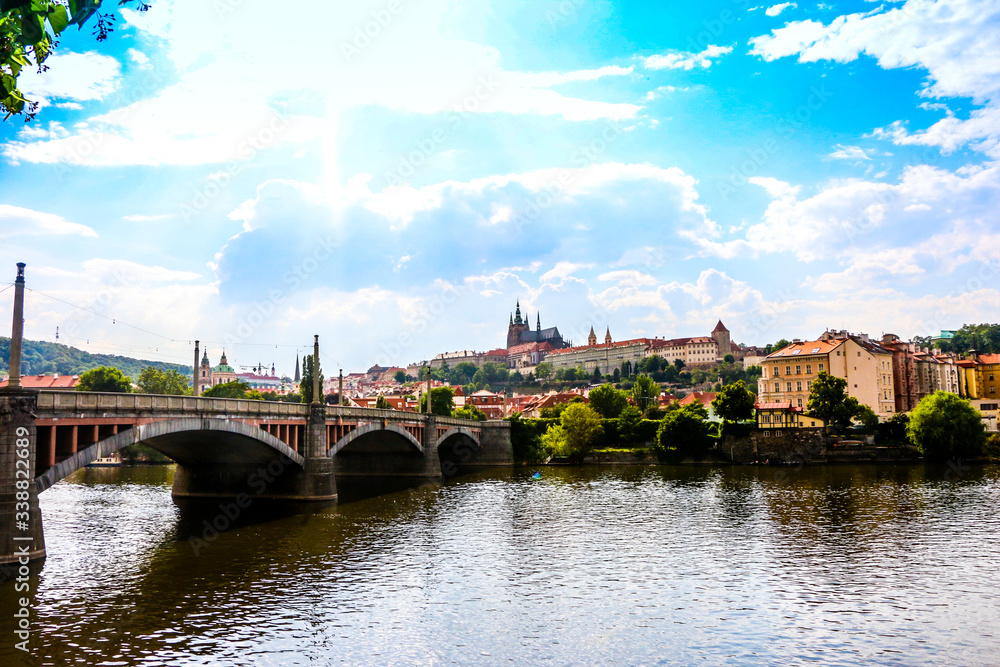 The Charles Bridge leading to the  Prague Castle, Prague.