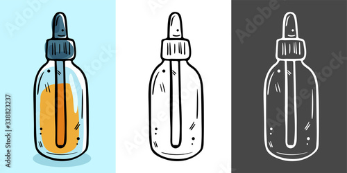 Glass bottle for cosmetics with a pipette. Suitable for serum, essential oil, emulsion.