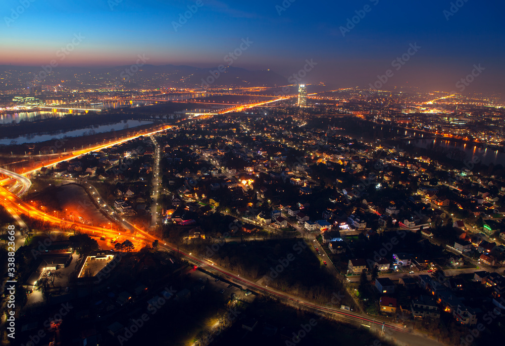 panoramic view of majestic illuminated Vienna 