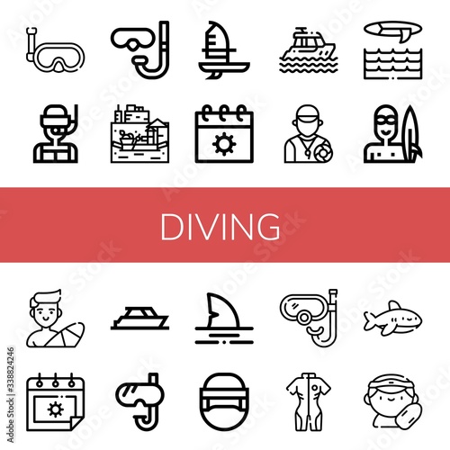 diving icon set