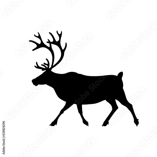 Silhouette of a running reindeer vector illustration