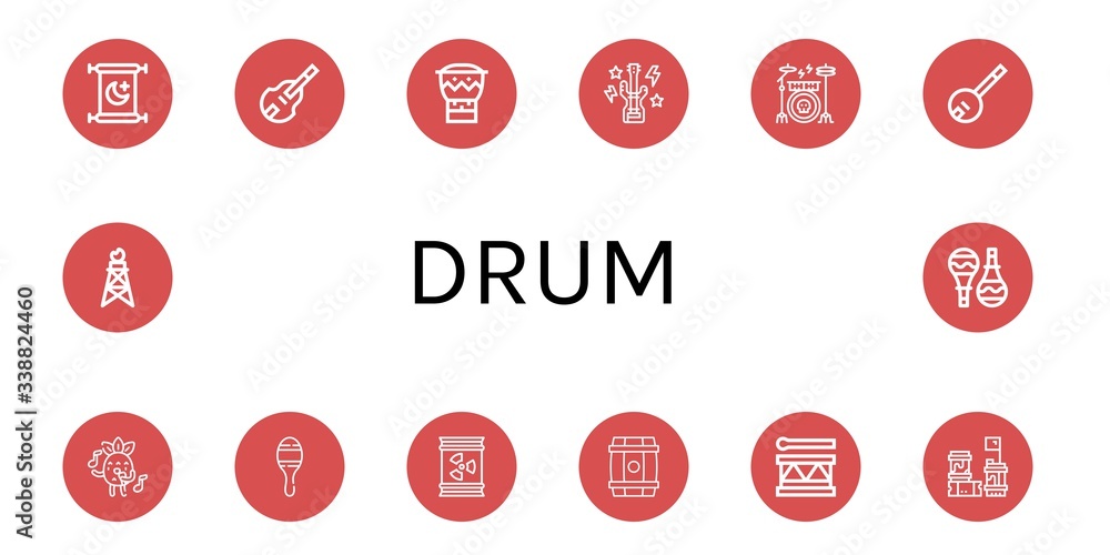 Set of drum icons Set of drum icons