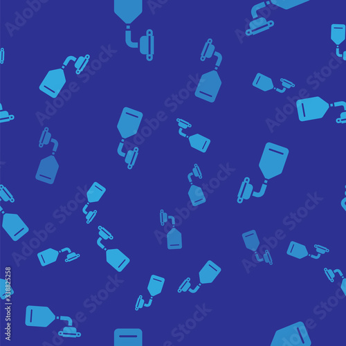 Blue Medical oxygen mask icon isolated seamless pattern on blue background.  Vector Illustration