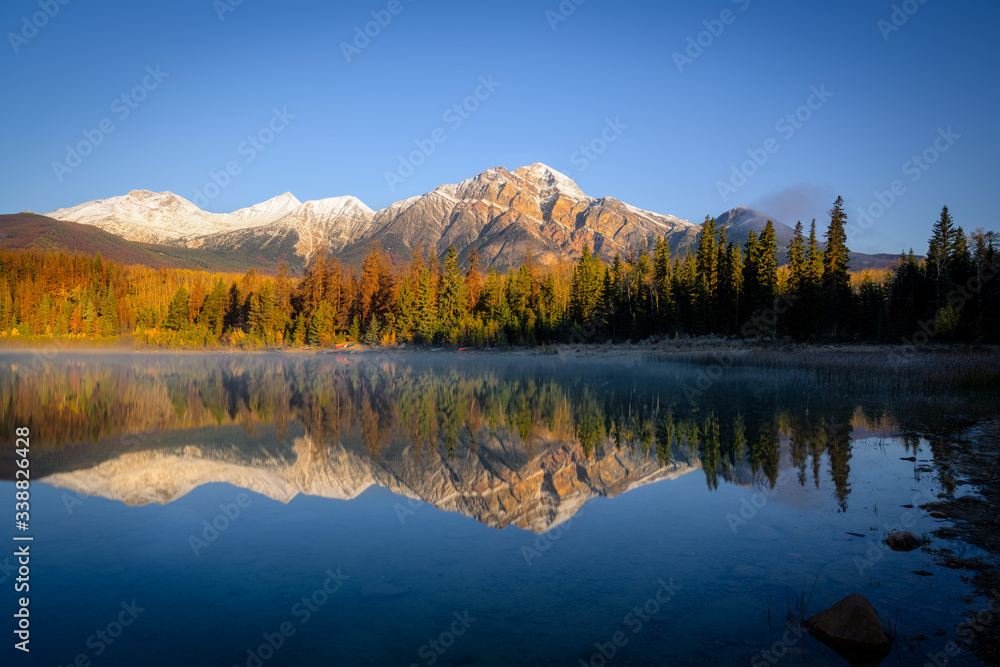 Pyramid Lake, Jasper Alberta Kanada travel destination Pyramid Lake, Jasper Alberta Kanada travel destination