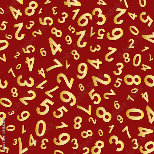 Gold numbers arranged in random order. Vector