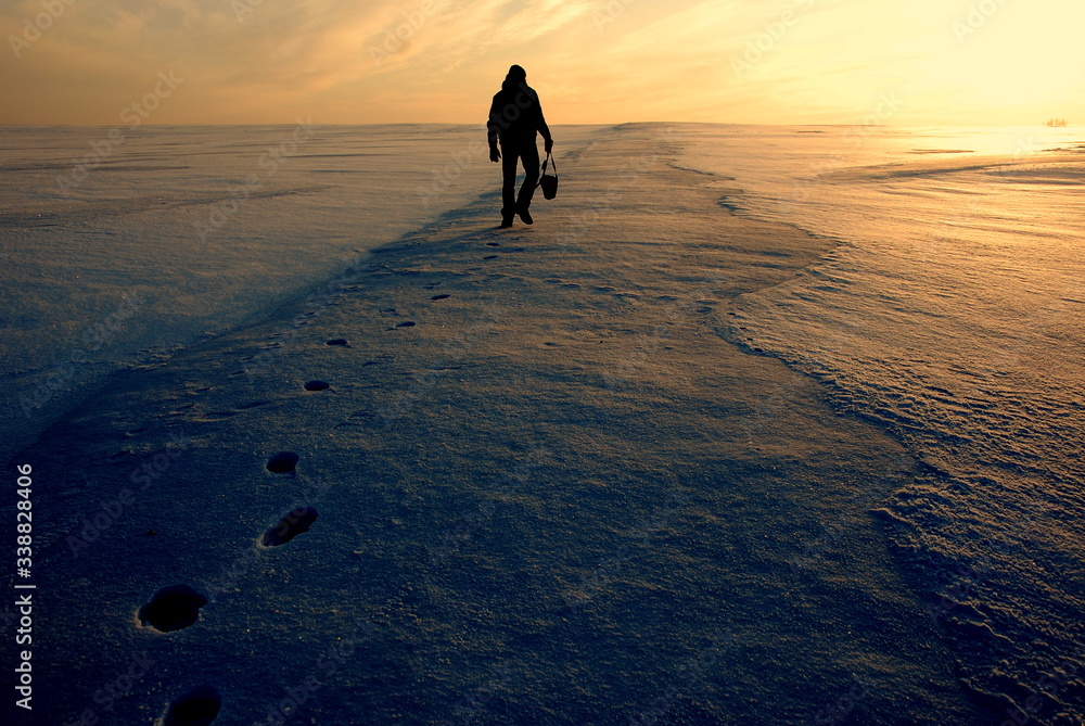Naklejka premium zimowy wędrowiec