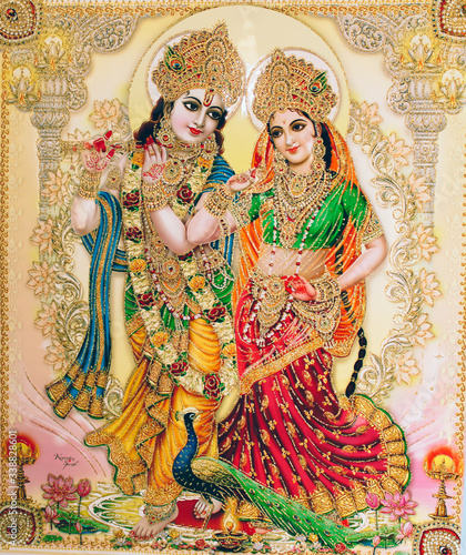 Принти на полотні Hindu God Krishna & Radha...