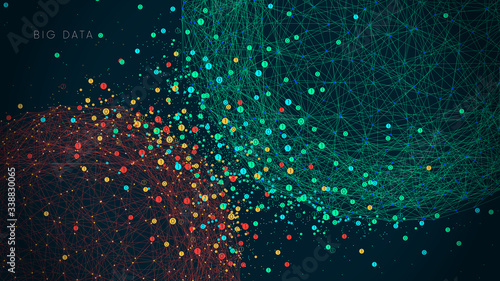 Futuristic technology for processing information flow, world big data network, vector illustration