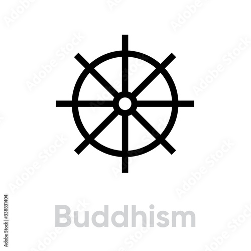 Buddhism Religion icon. Editable line vector.