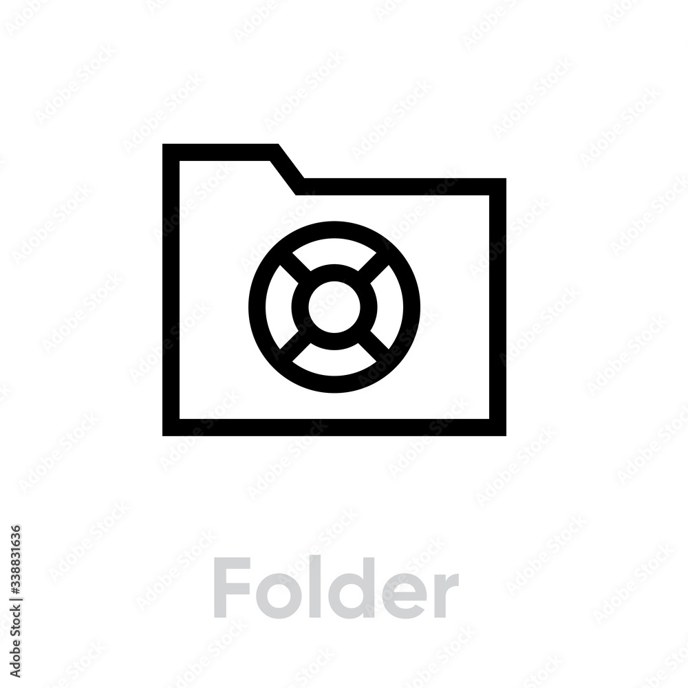 Folder help support icon. Editable Line Vector. Folder help support icon. Editable Line Vector.