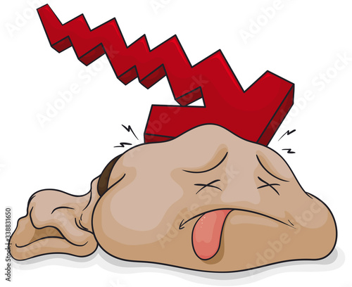 Falling Arrow Killing Money Bag, Vector Illustration