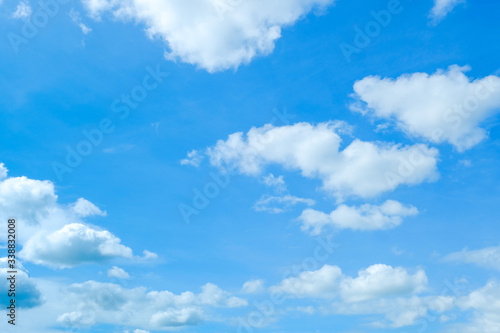 Beautiful blue sky with white cloudy and sun light background , Blue Sky with cloud background texture