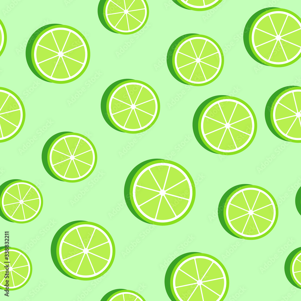 Seamless pattern with lime slices. Summer fruit background. Vector illustration.