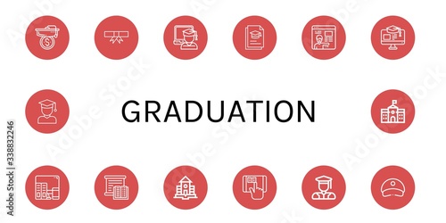 graduation simple icons set