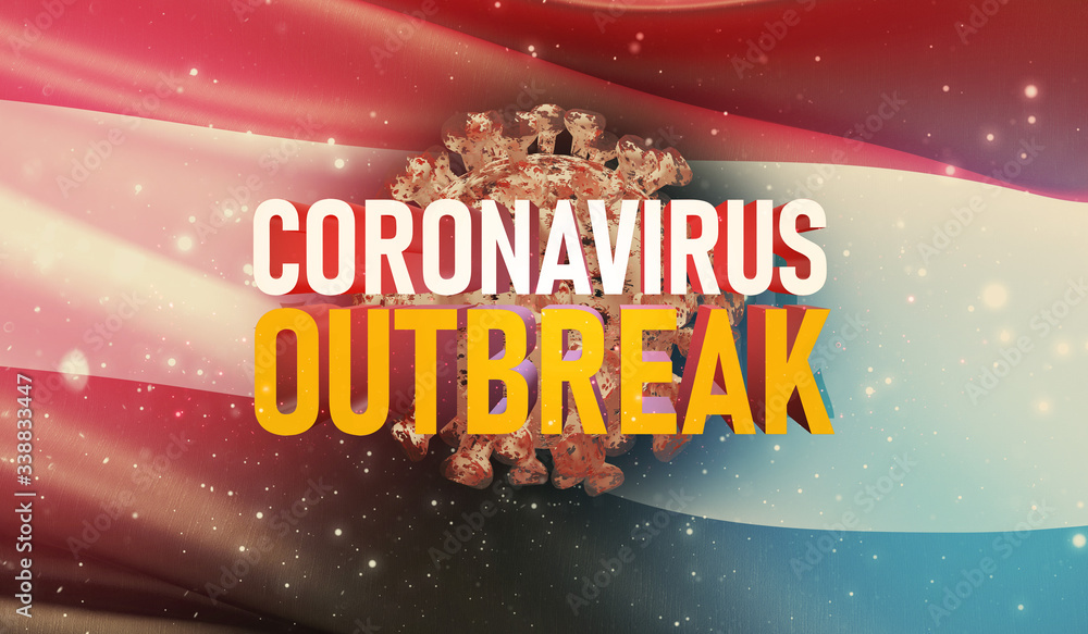 Coronavirus COVID-19 outbreak concept, health threatening virus, background waving national flag of Iraq. Pandemic stop Novel Coronavirus outbreak covid-19 3D illustration.