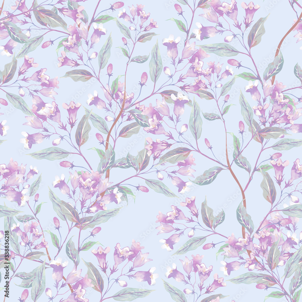 Obraz premium Weigela Flowers Seamless Pattern