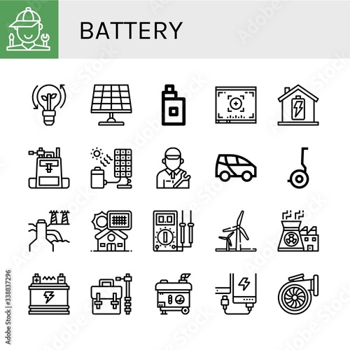 battery simple icons set