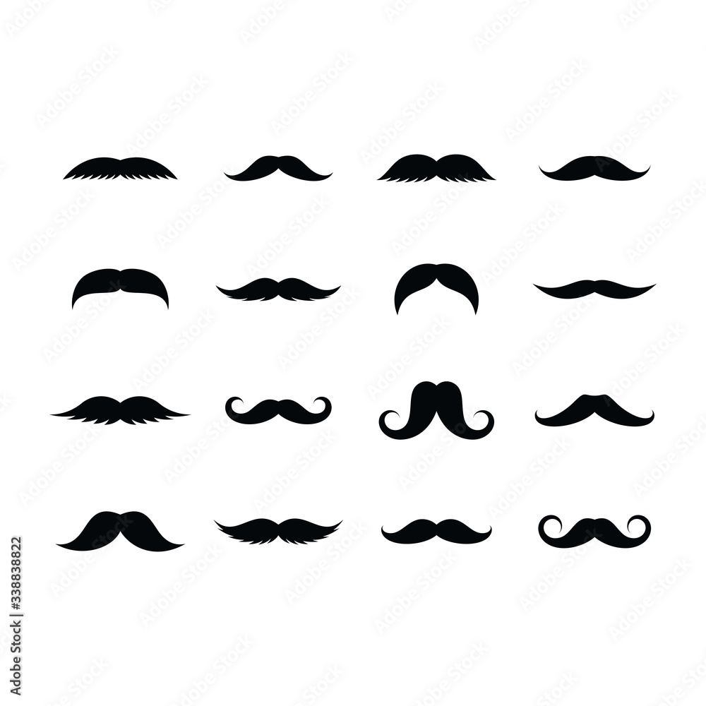 Mustache Collection Icon Set. Set of Silhouette Mustache Illustration. Mustache Collection Icon Set. Set of Silhouette Mustache Illustration.