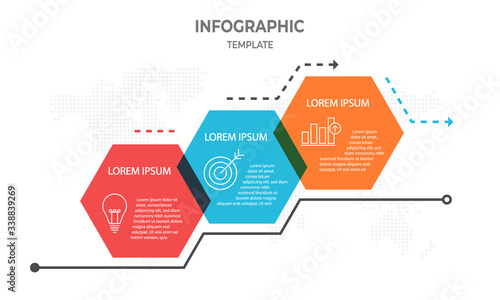Modern timeline infographic 3 step or options.