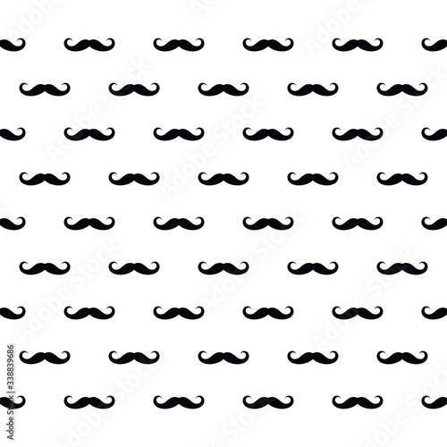 Fototapeta Naklejka Na Ścianę i Meble -  Seamless Pattern Mustache Isolated on White Background, Mustache Wallpaper.