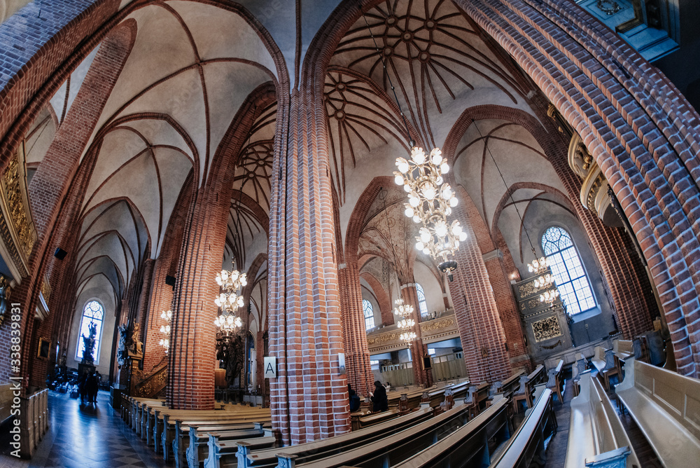 Interior of Storkyrkan (The Cathedral Church of Saint Nicholas), the oldest church in Gamla Stan, Stockholm, Sweden - April 2019