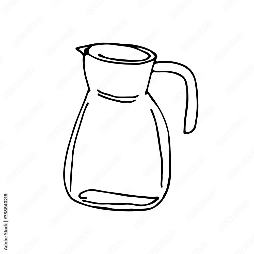 Hand-drawn coffee pot doodle. Black-white vector illustration for web, booklets, textiles. Hand-drawn coffee pot doodle. Black-white vector illustration for web, booklets, textiles.