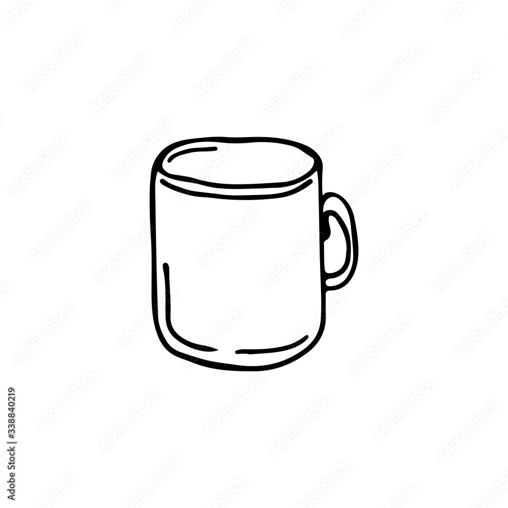Hand drawn doodle mugs. Black-white vector illustration for web, booklets, textiles. Hand drawn doodle mugs. Black-white vector illustration for web, booklets, textiles.