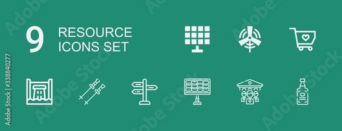 Editable 9 resource icons for web and mobile