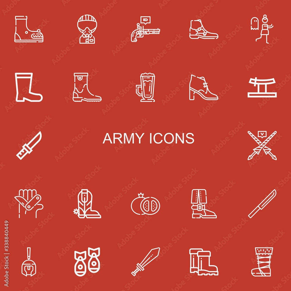 Editable 22 army icons for web and mobile Editable 22 army icons for web and mobile