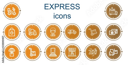 Editable 14 express icons for web and mobile