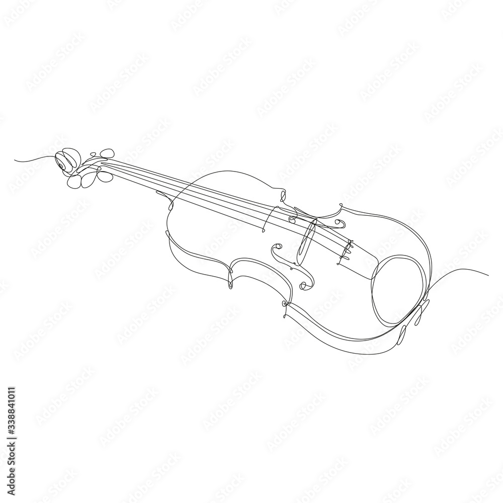 Obraz premium violino, disegno a singola linea continua