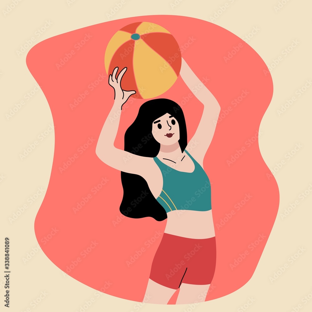 Hand drawn beautiful ladies. Women posing in colored swimsuits. Young Women Enjoying Summer on the beach. Sunbathing. Cartoon style. Flat design Hand drawn beautiful ladies. Women posing in colored swimsuits. Young Women Enjoying Summer on the beach. Sunbathing. Cartoon style. Flat design