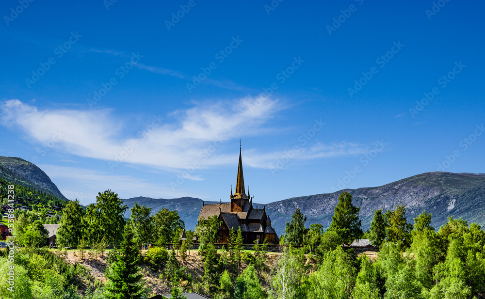 Stabkirche von Lom, Innlandet, Norwegen