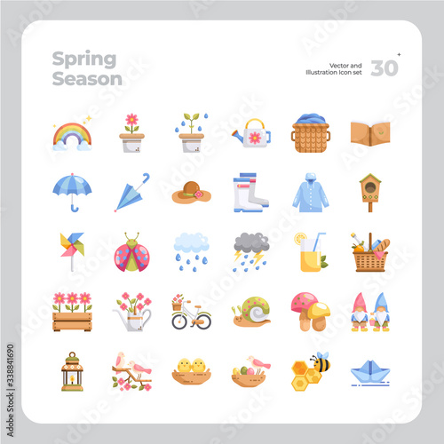 Vector Flat Icons Set of Spring Season and Holiday Time Icon. Design for Website, Mobile App and Printable Material. Easy to Edit & Customize.