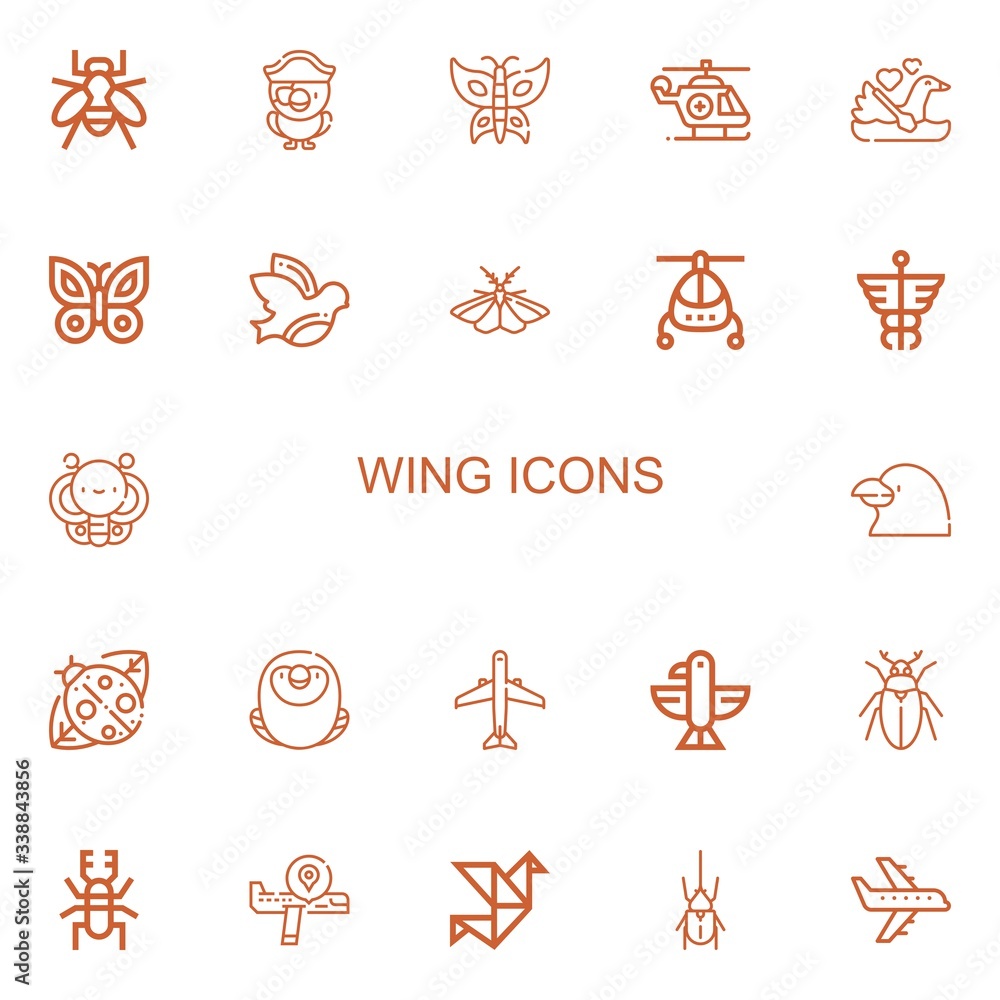 Editable 22 wing icons for web and mobile Editable 22 wing icons for web and mobile