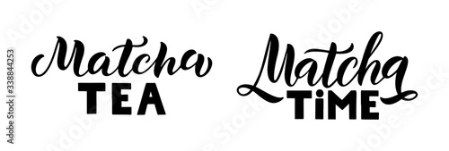 Matcha green tea quote isolated on white background. Calligraphy vector illustration.