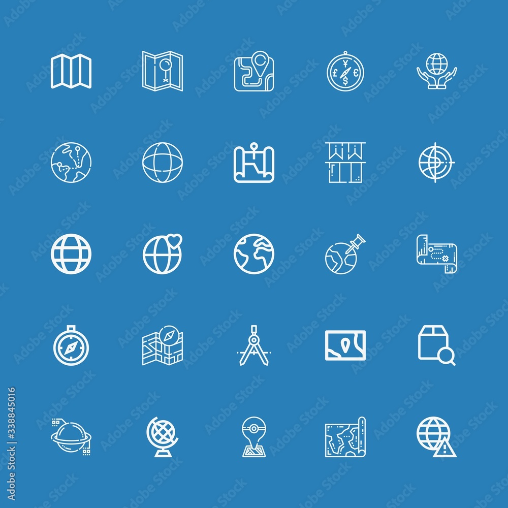 Editable 25 geography icons for web and mobile