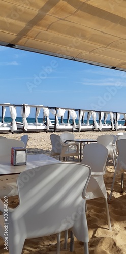  table in a cafe on the beach in summer