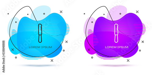 Line Disposable plastic knife icon isolated on white background. Abstract banner with liquid shapes. Vector Illustration
