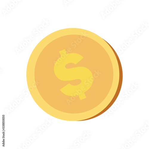 gold coin icon. Vector illustration on background.