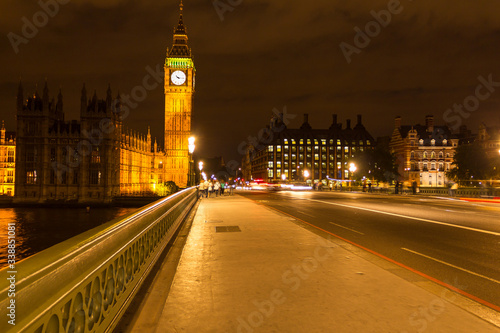 Big Ben and the Westminster Bridge by night, London