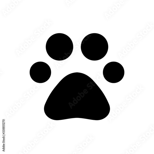 Animal icon flat vector. Black print paw trace. Mysterious foot of an unknown animal isolated on a white background.