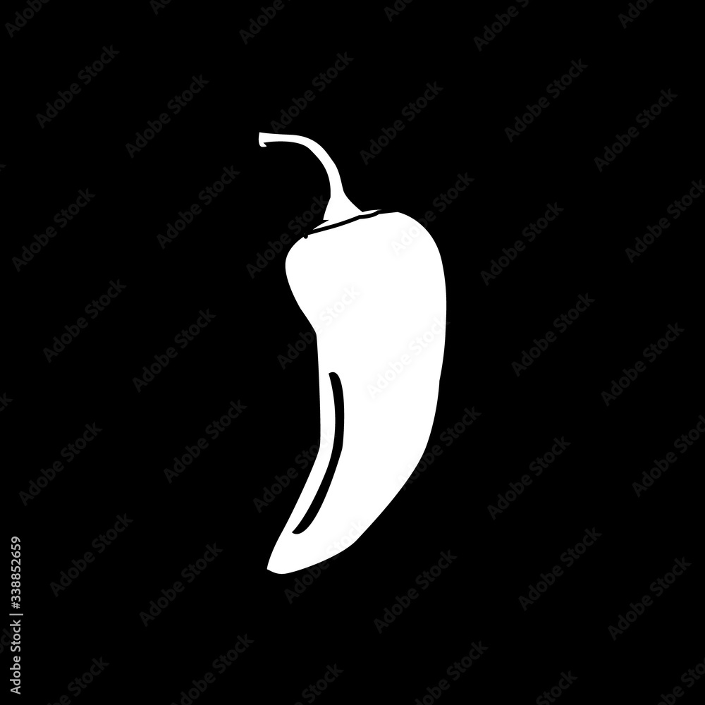 Silhouette chili for business design element on black background Silhouette chili for business design element on black background