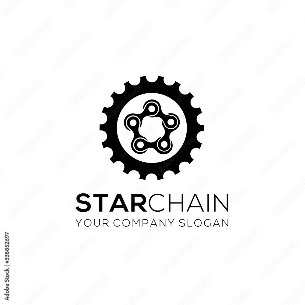 Fototapeta premium Star chain with gear logo, connection node