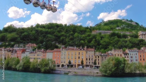 Timelapse of Bulles cablecar, Bastille hill in Grenoble, France