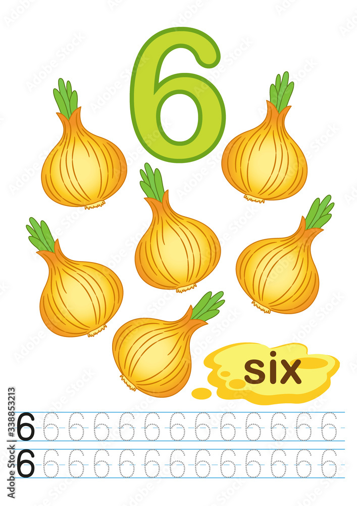 vector printable worksheet for kindergarten and preschool exercises for writing numbers learn numbers with bright fresh vegetables count and color from 1 to 10 stock vector adobe stock