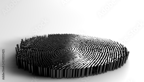 3D illustration black fingerprint on a white background