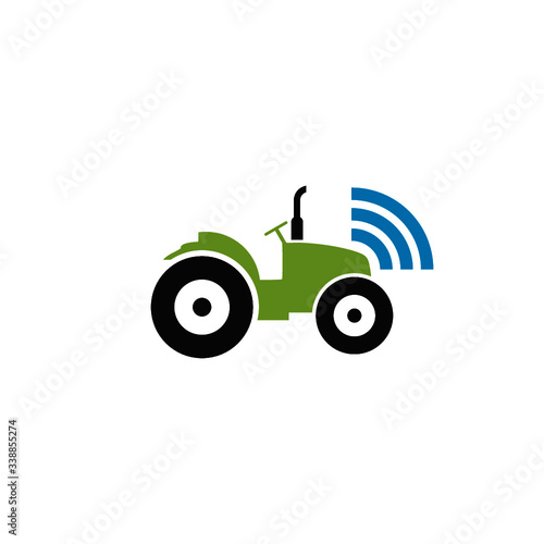 Self driving tractor icon isolated on white background